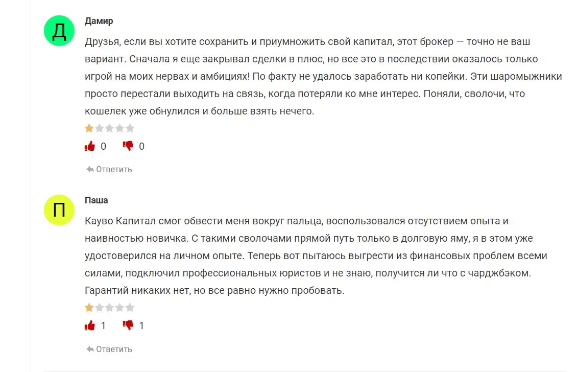 Отзывы инветоров Cauvo Capital